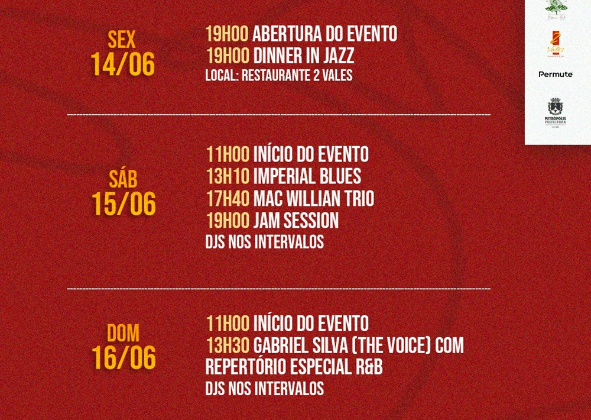 JAZZ & WINE AGITAM A PROGRAMAÇÃO DE ITAIPAVA ENTRE 14 E 16 DE JUNHO  EVENTO INTEGRA O FESTIVAL SERRA WINE WEEK, EM SEU ÚLTIMO FIM DE SEMANA