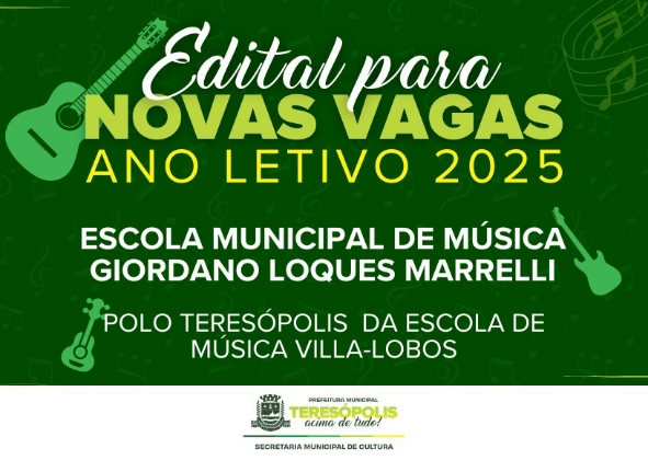 SECRETARIA DE CULTURA ABRE, EM FEVEREIRO, INSCRIÇÃO PARA DOIS CURSOS GRATUITOS DA ESCOLA MUNICIPAL DE MÚSICA DE TERESÓPOLIS