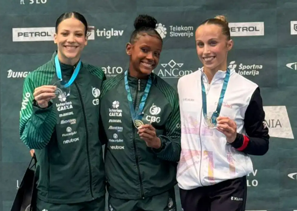GINÁSTICA BRASILEIRA FAZ DOBRADINHAS EM COPA DO MUNDO NA ESLOVÊNIA
