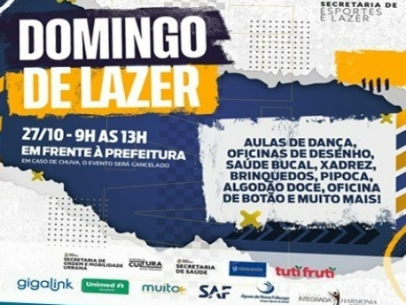 VEM AÍ, EM 27 DE OUTUBRO, MAIS UMA EDIÇÃO DO DOMINGO DE LAZER NA AVENIDA ALBERTO BRAUNE