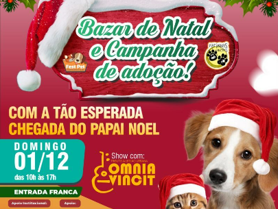 BAZAR DE NATAL TEM CAMPANHA DE ADOÇÃO