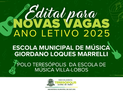 SECRETARIA DE CULTURA ABRE, EM FEVEREIRO, INSCRIÇÃO PARA DOIS CURSOS GRATUITOS DA ESCOLA MUNICIPAL DE MÚSICA DE TERESÓPOLIS