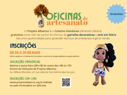 PROJETO ALBATROZ OFERECE 20 VAGAS EM OFICINAS DE ARTESANATO GRATUITAS PARA MULHERES DE COMUNIDADES DE CABO FRIO (RJ)
